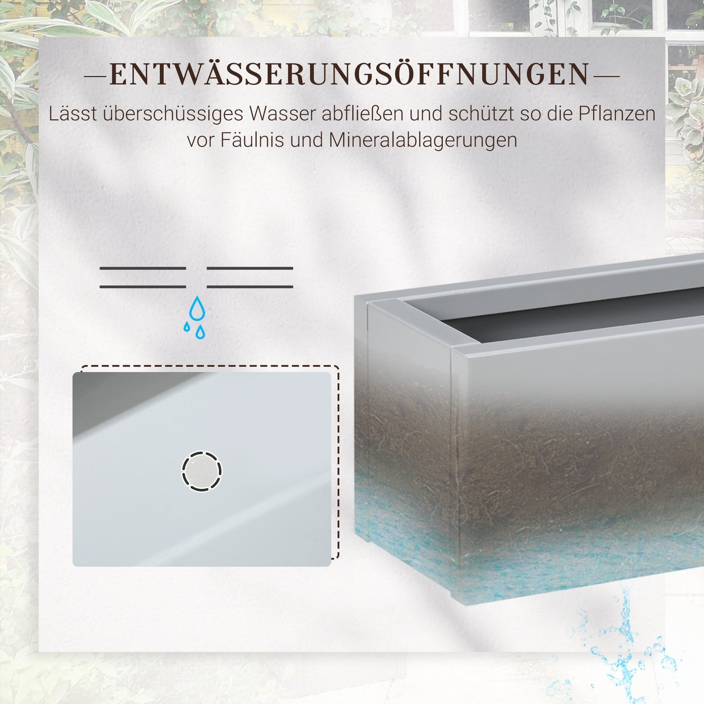 Herb pot in steel - Gray 91x22x22 cm for balcony