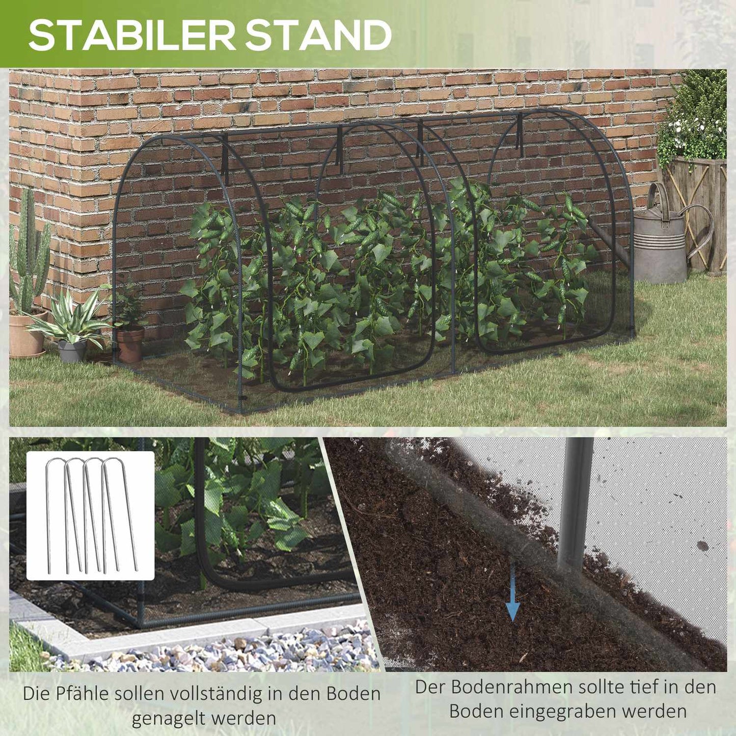 Garden protection net with door - 2.5 x 1.2 m, windproof