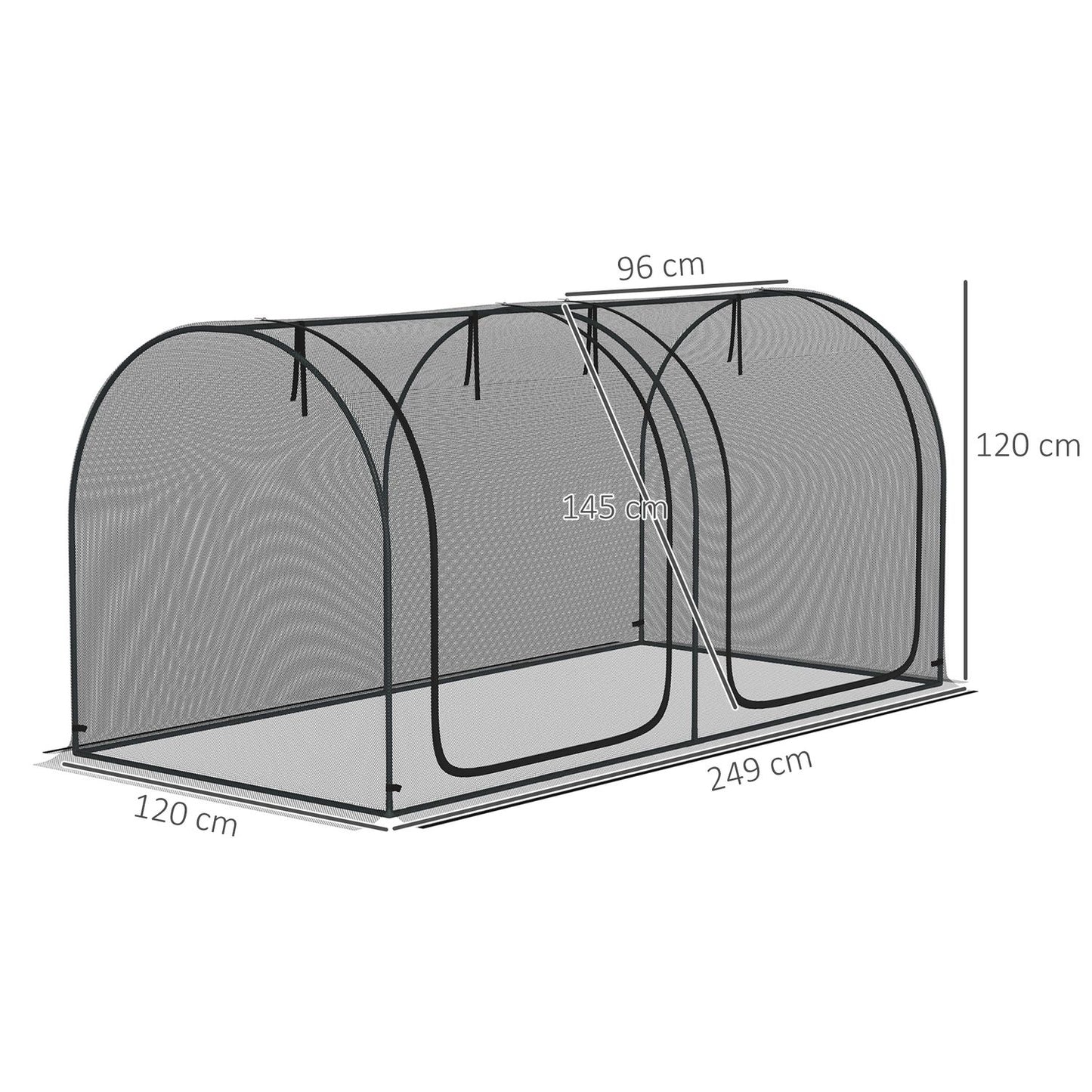Garden protection net with door - 2.5 x 1.2 m, windproof