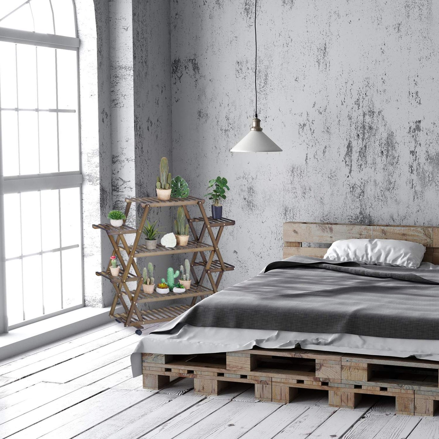 Plant shelf bamboo dark brown