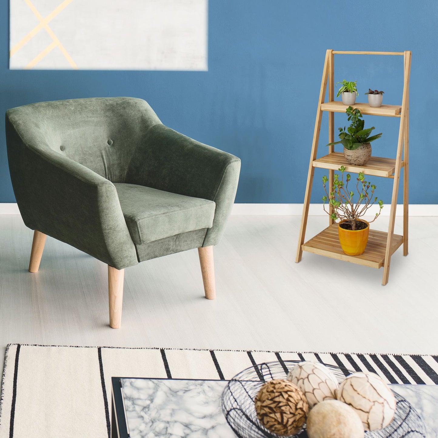 Plant shelf bamboo indoors