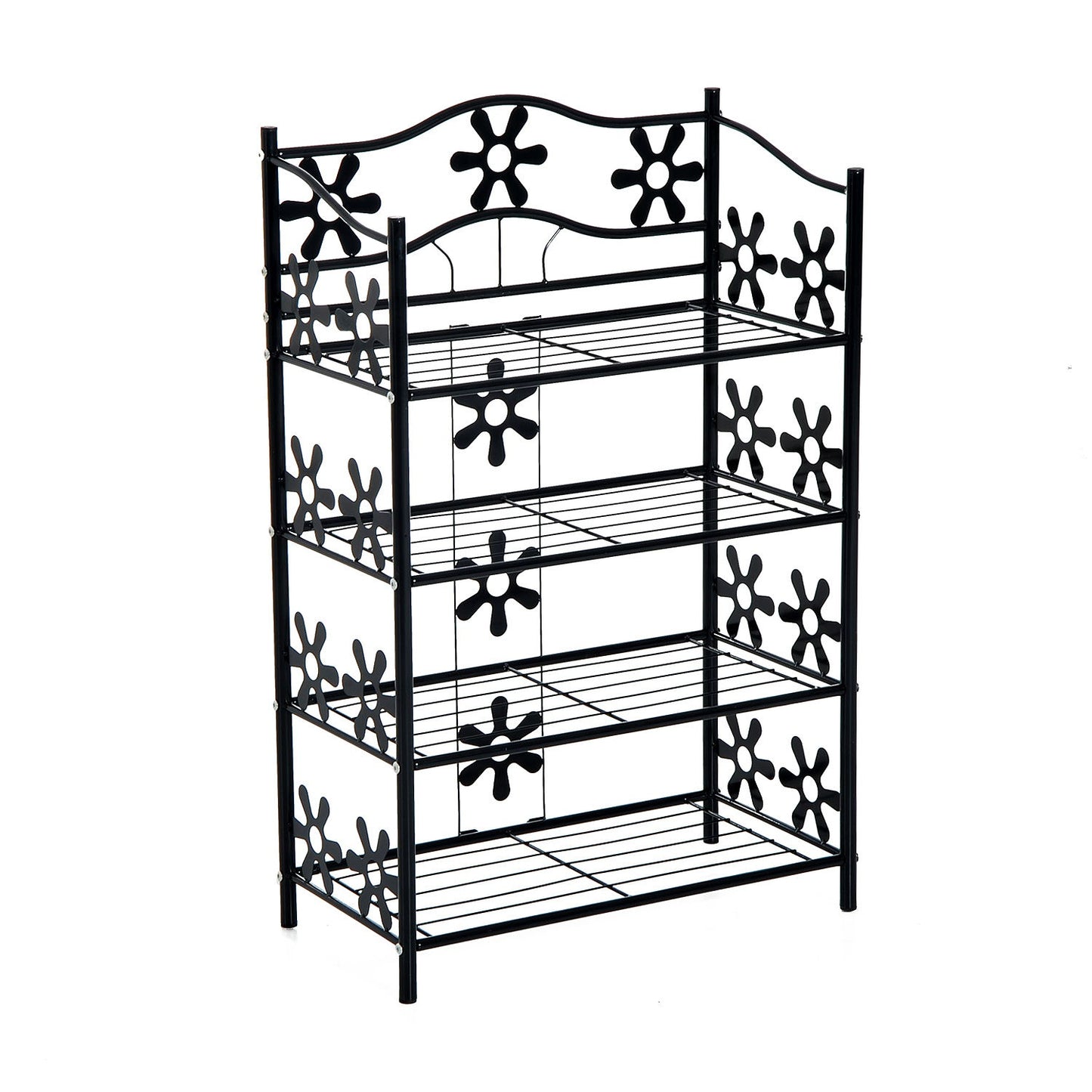 Black Metal Plant Shelf - 4 tiers, 59.5x30x92cm