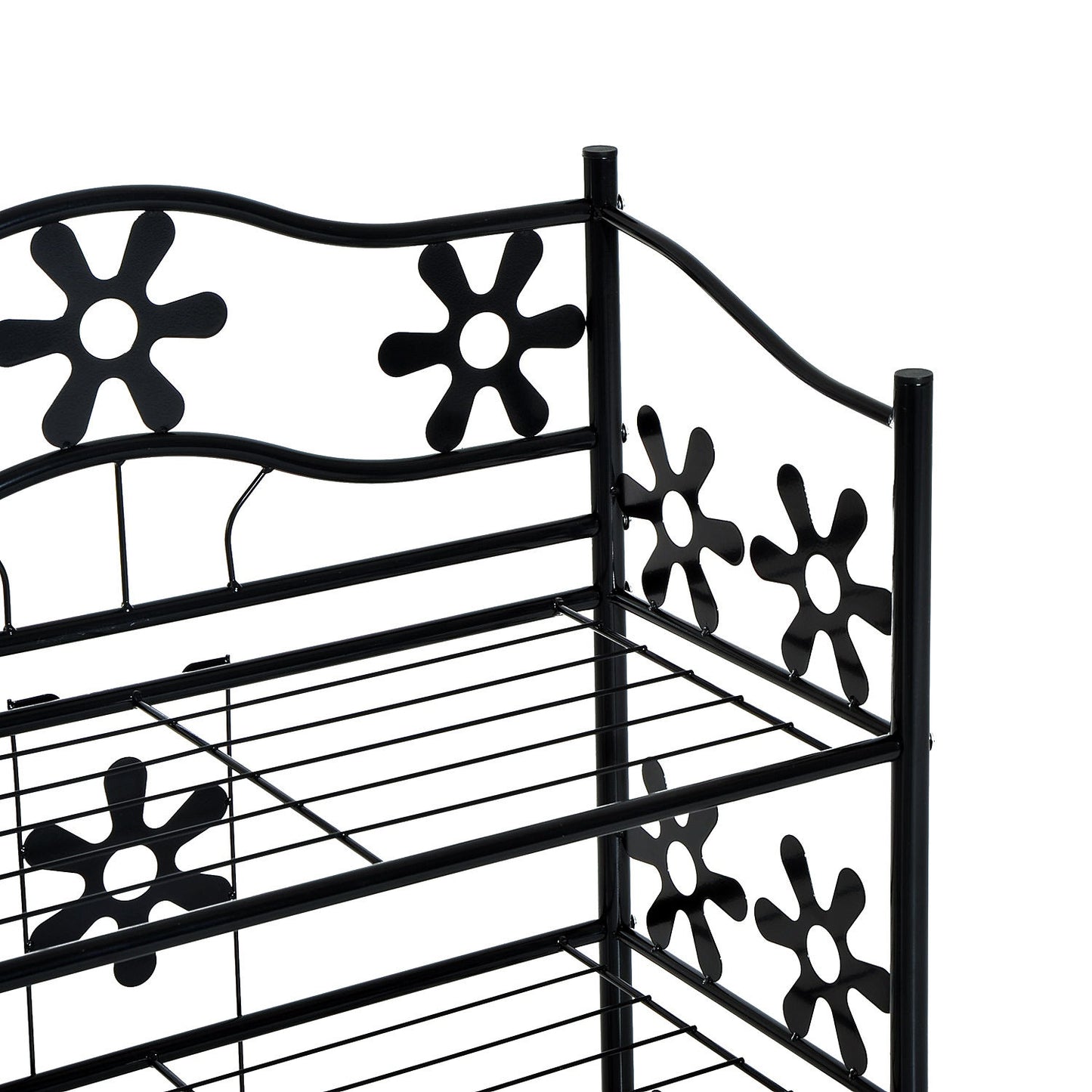 Black Metal Plant Shelf - 4 tiers, 59.5x30x92cm
