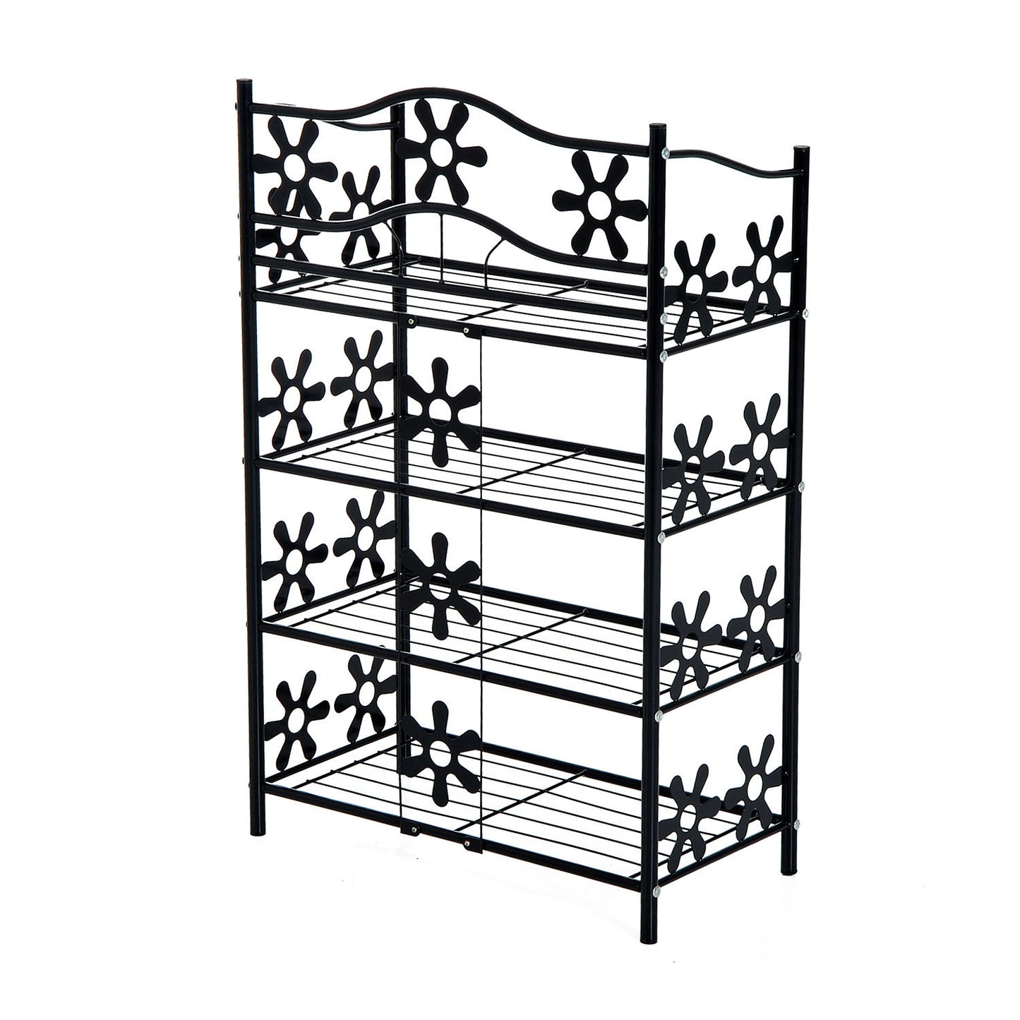 Black Metal Plant Shelf - 4 tiers, 59.5x30x92cm