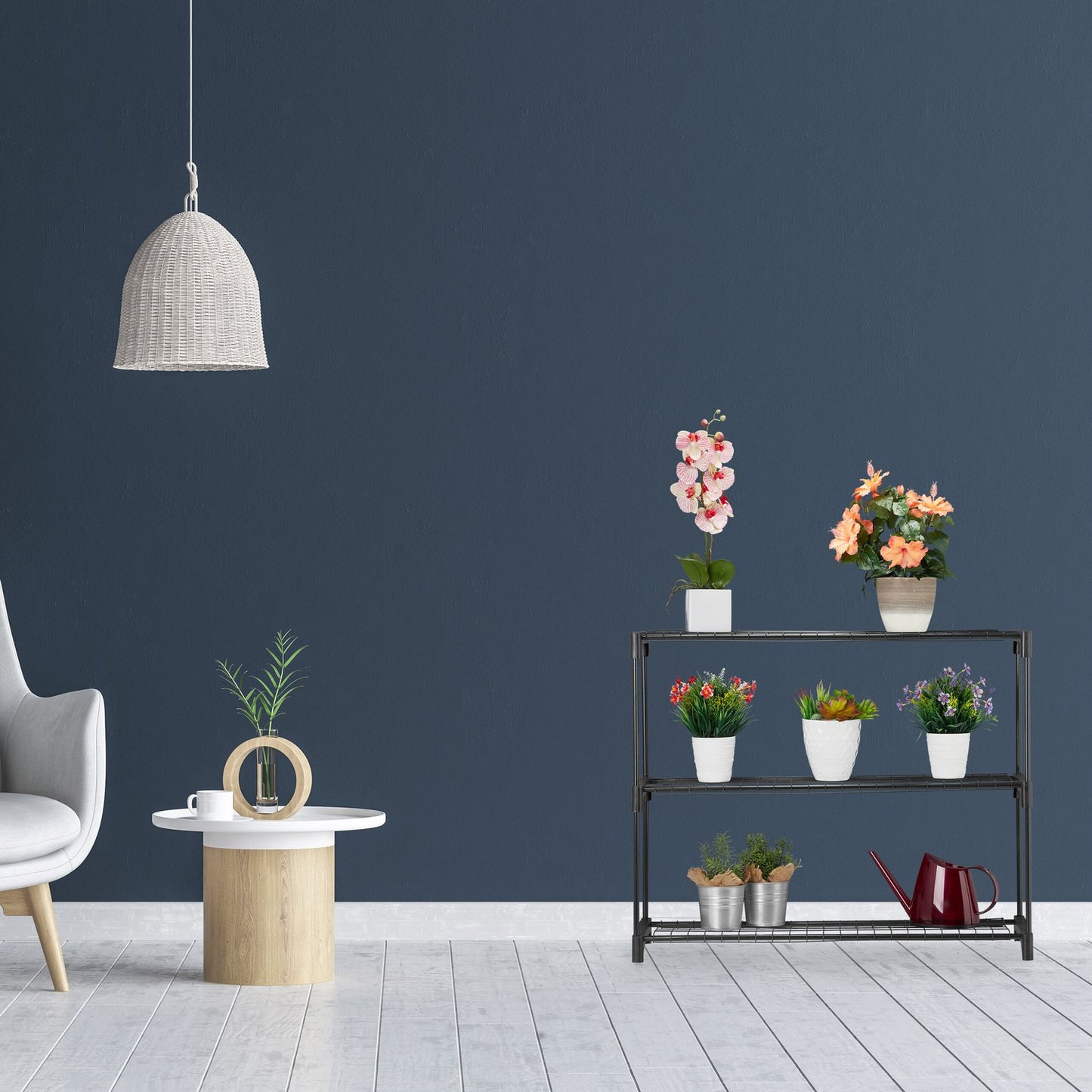 Plant shelf with 3 shelves