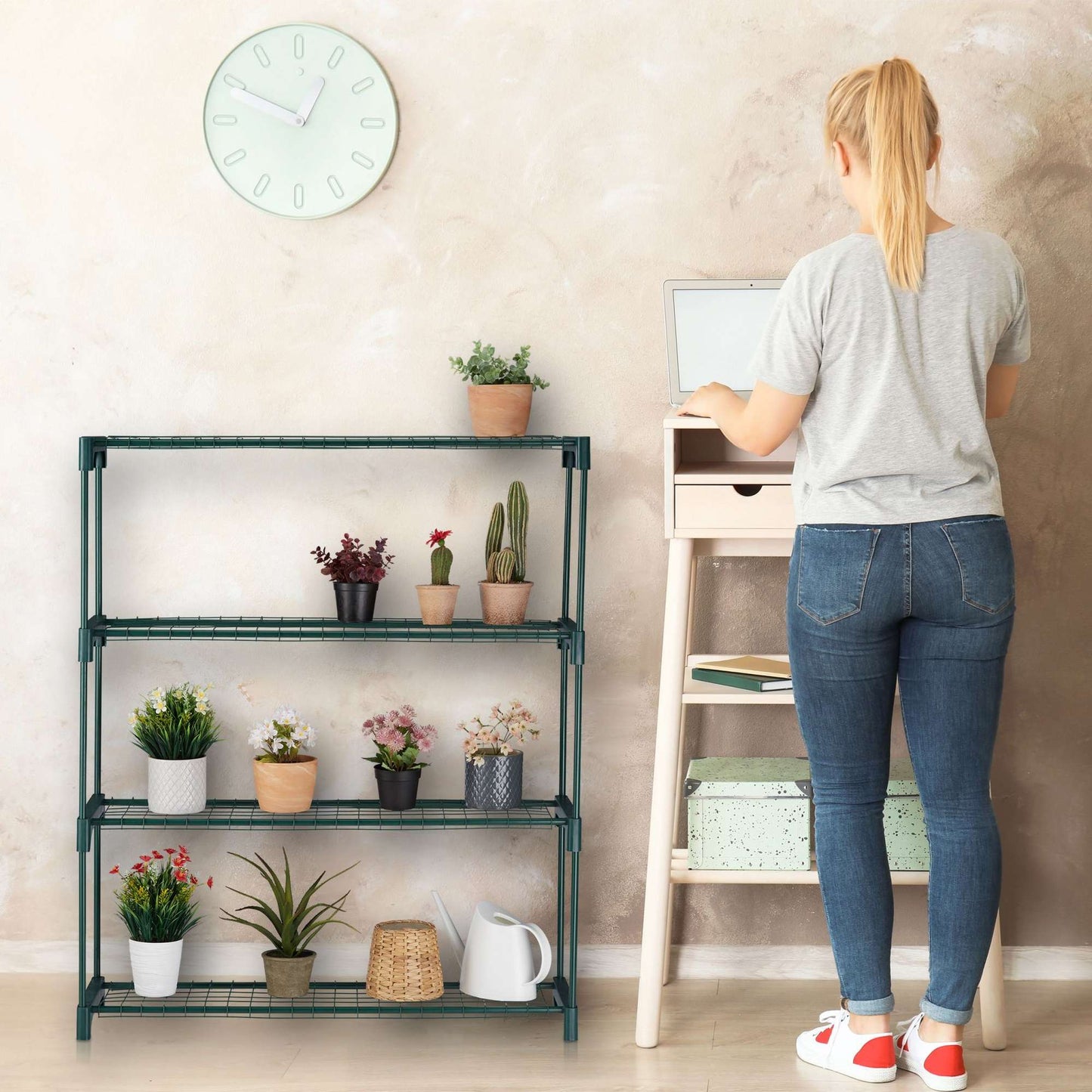 Plant shelf with 4 shelves