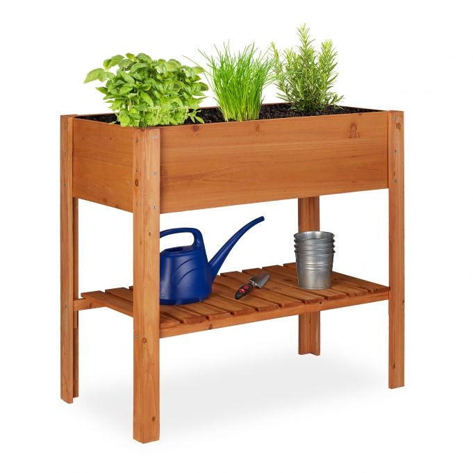 Plant shelf with growing box wood