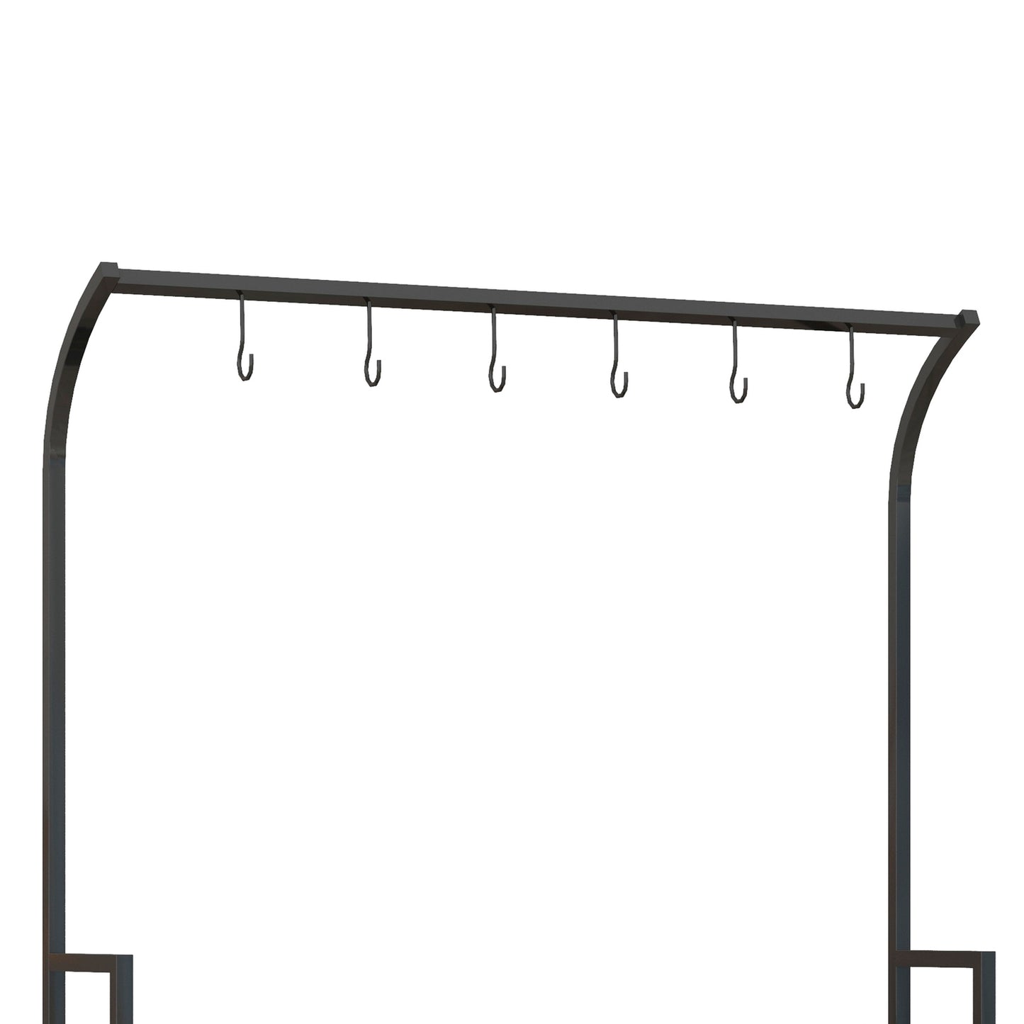 Black Steel Plant Stand - 3 Tiers, 6 Hooks, 110x50x170cm