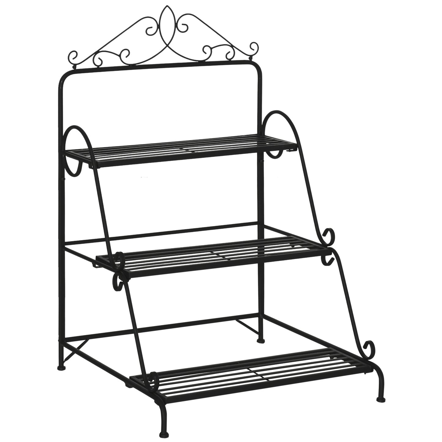 Plant stand in 3 levels in metal, adjustable for indoor and outdoor use