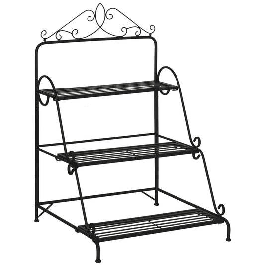 Plant stand in 3 levels in metal, adjustable for indoor and outdoor use