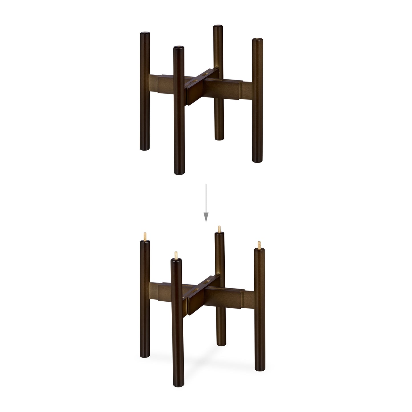 Plant stand set of 2 dark brown