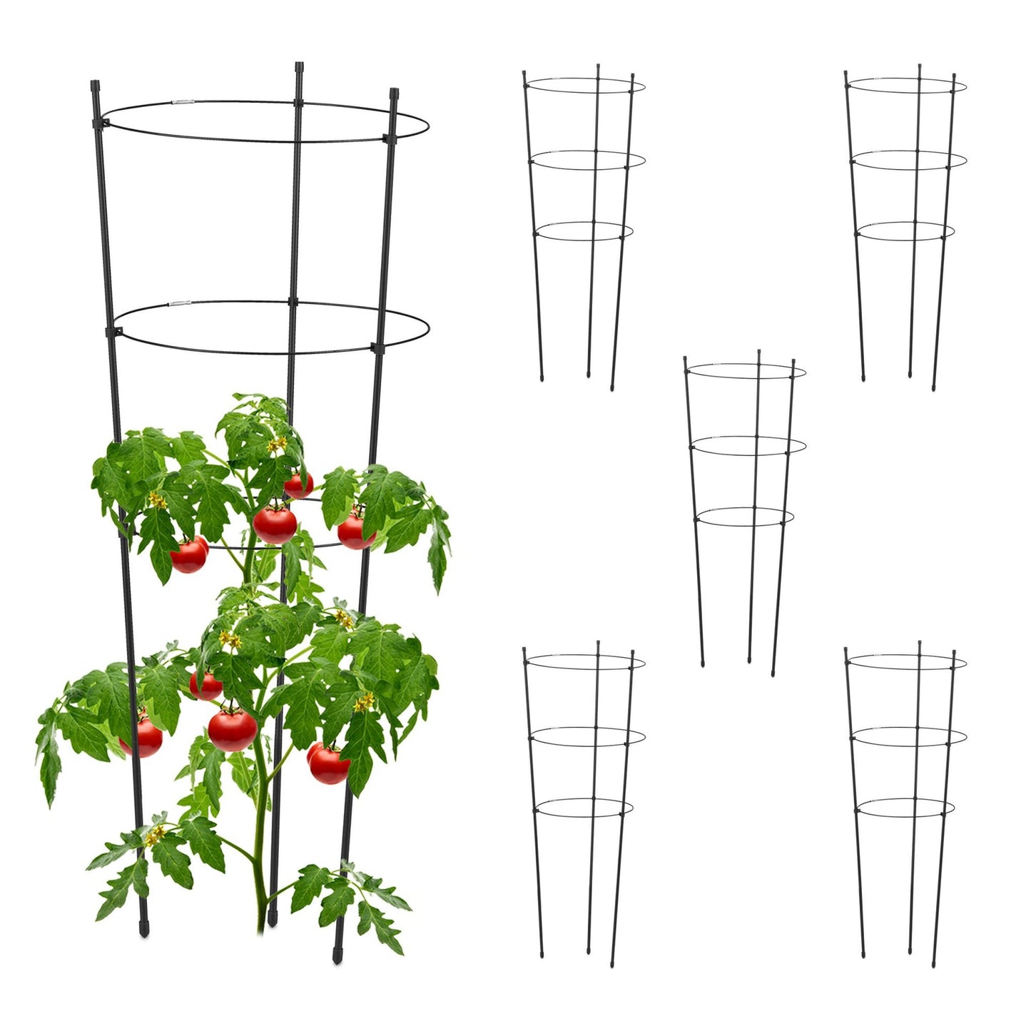 Plant support 76 cm black, set of 6