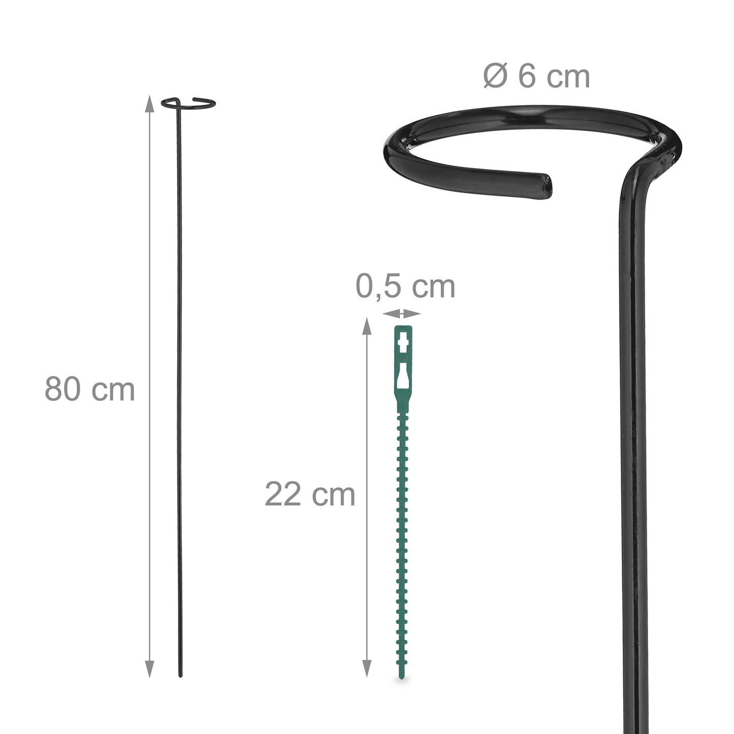 Plant supports in metal, 6-pack