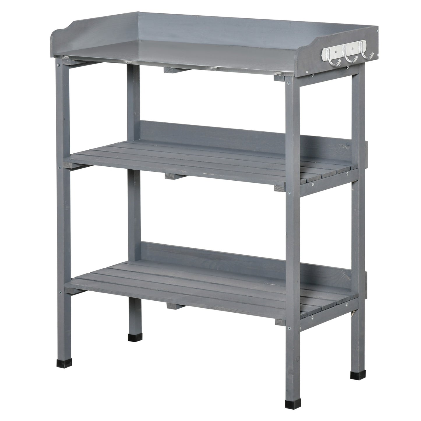 Garden planting table, metal & wood, 76x37x89cm
