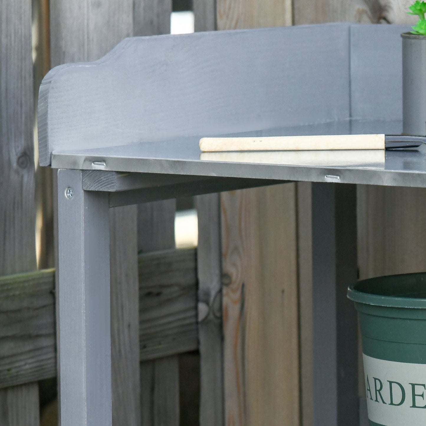 Garden planting table, metal & wood, 76x37x89cm