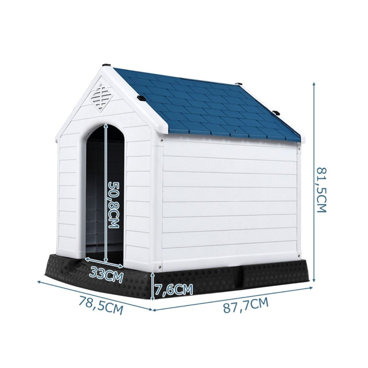 Plastic Dog House Pet Supplies Dog House for Garden 87.7 x 78.5 x 81.5 cm White + Blue