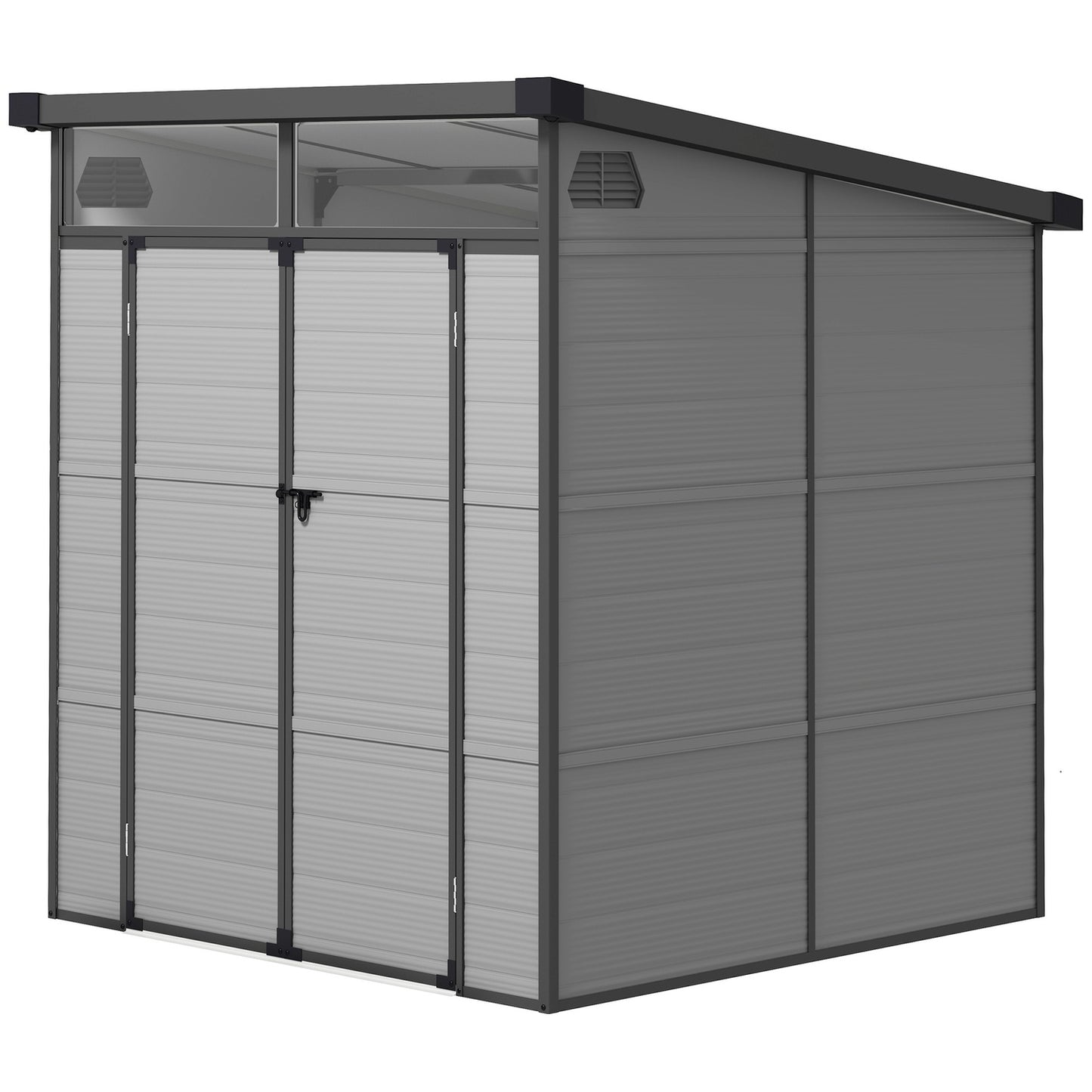 Plastic tool shed - 3.24 m³, lockable, weatherproof, light grey