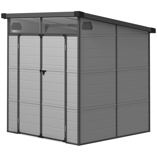 Plastic tool shed - 3.24 m³, lockable, weatherproof, light grey