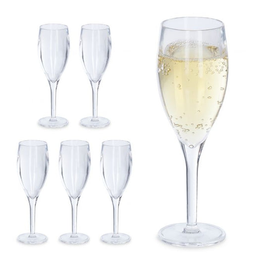 Plastic champagne glasses, set of 6