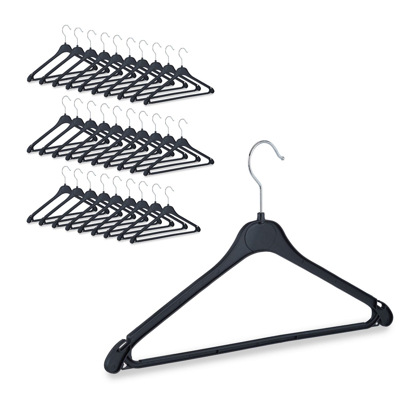 Plastic coat hangers in a set