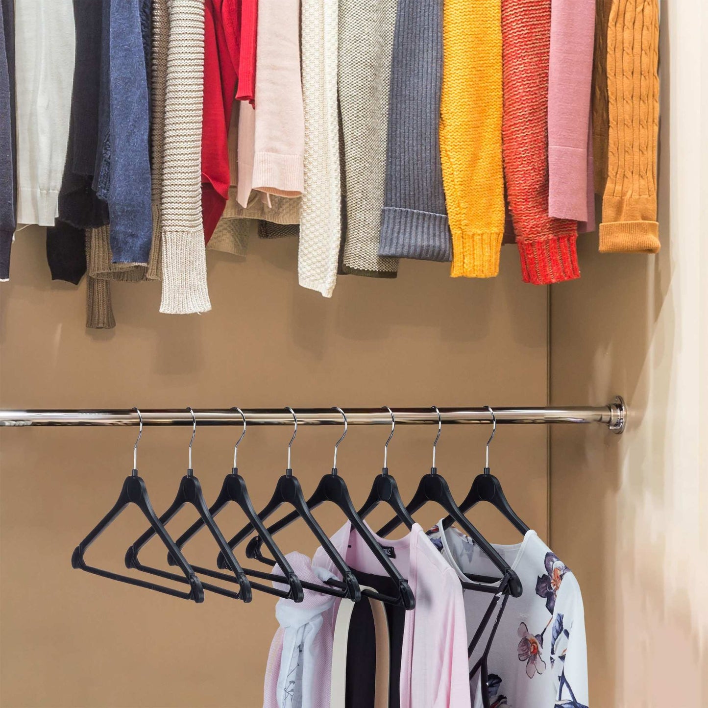 Plastic coat hangers in a set