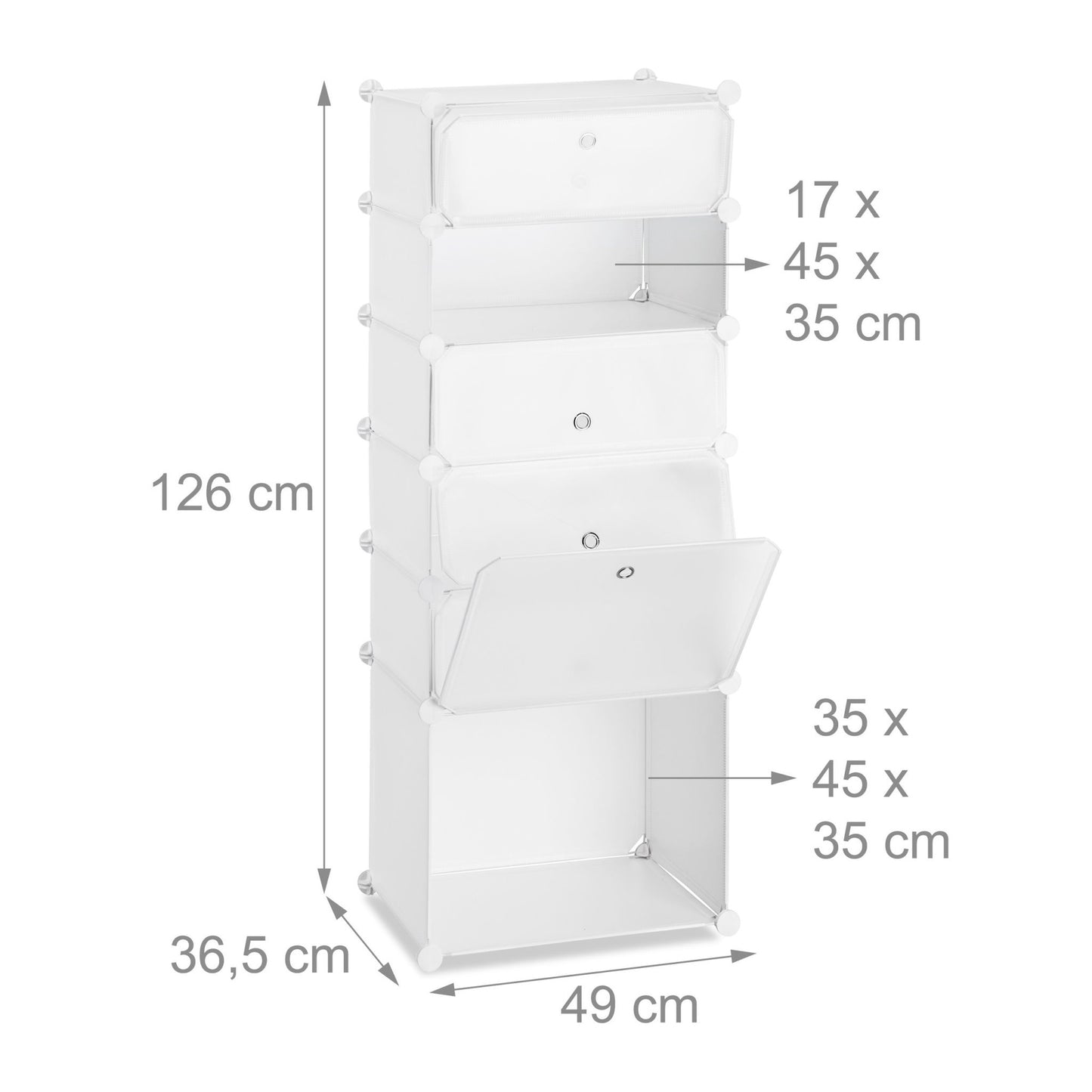 Plastic shoe shelf with 6 compartments