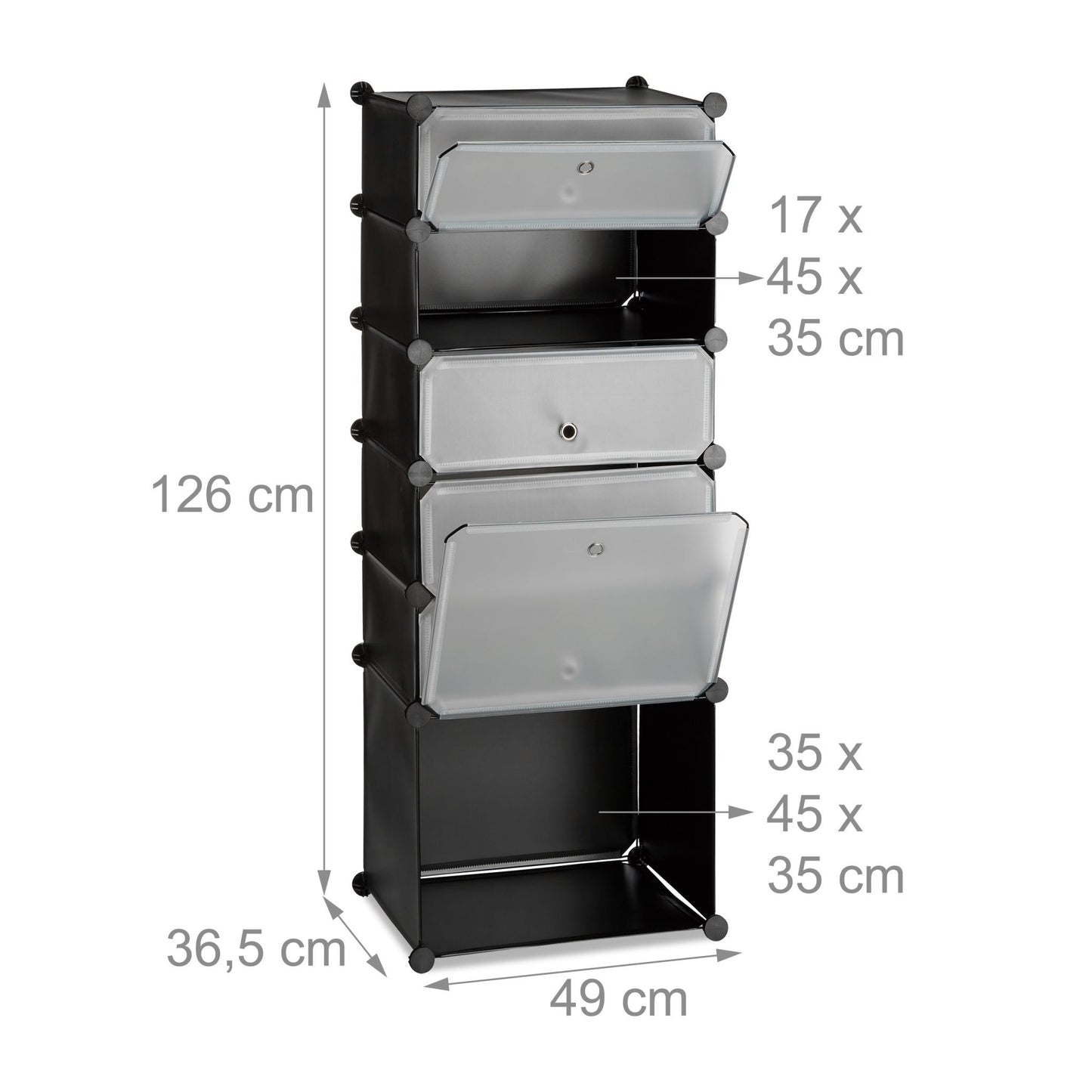 Plastic shoe shelf with 6 compartments