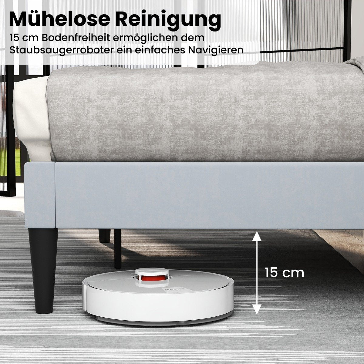 Platform Bed Frame for 200x140 cm Mattress, Grey Velvet