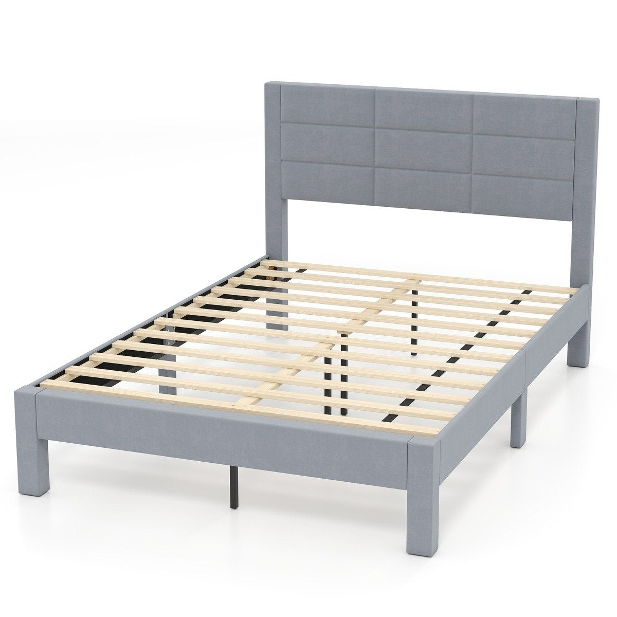 Platform Bed Frame for 200x140 cm Mattress, Grey Velvet