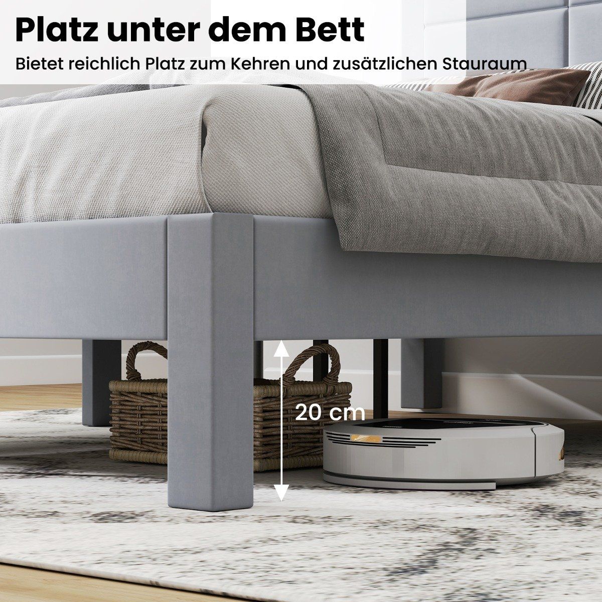 Platform Bed Frame for 200x140 cm Mattress, Grey Velvet