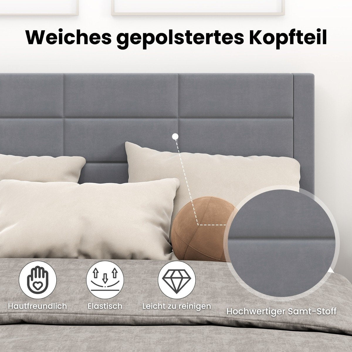 Platform Bed Frame for 200x140 cm Mattress, Grey Velvet