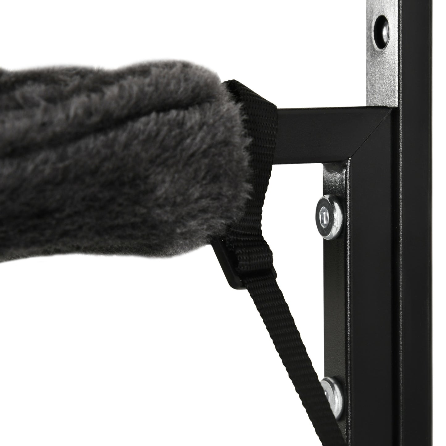 Wall-mounted black hammock platform for cats and pets