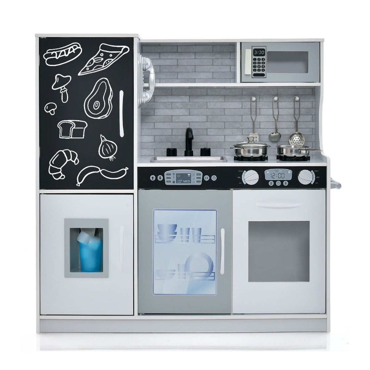 Play Kitchen Set with Blackboard, Sink & Oven – 82x24x80 cm