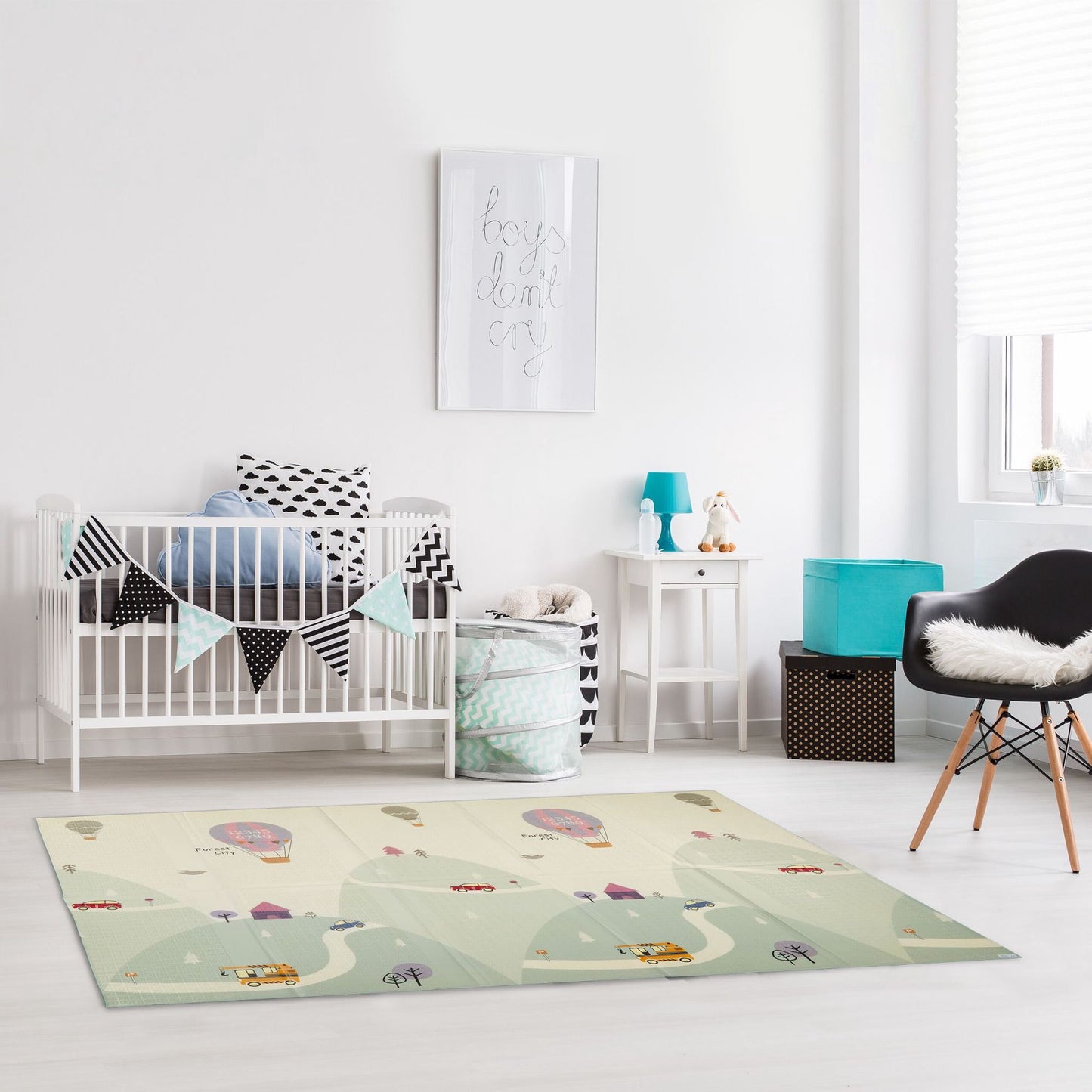 Playmat with animal and road theme, foldable