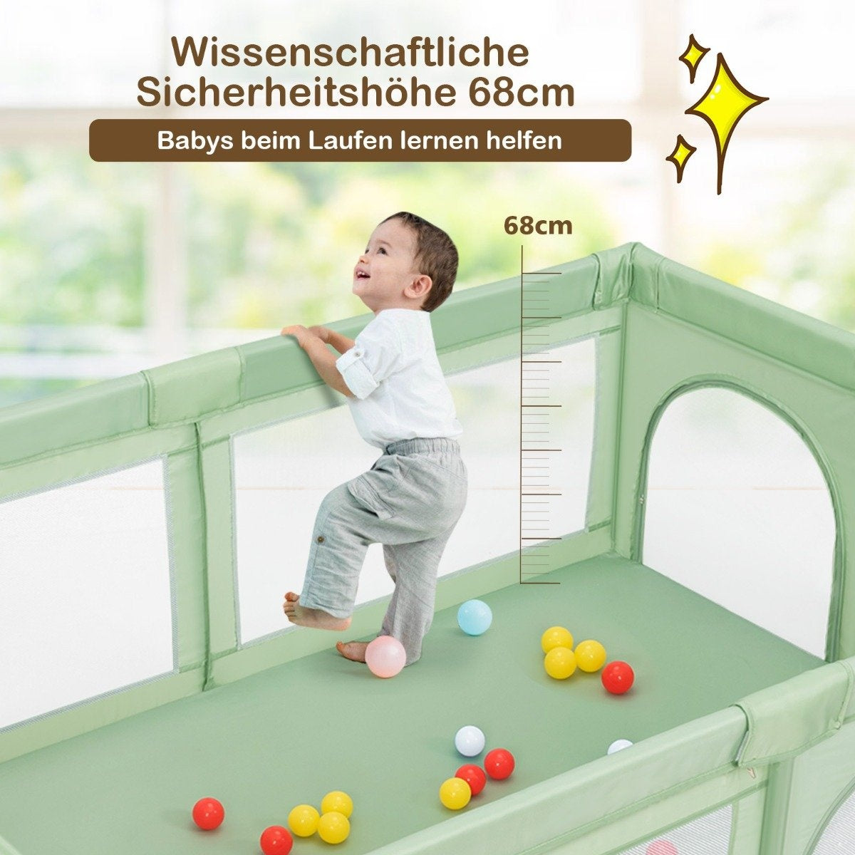 Playpen Baby Playpen with 50 Balls & 2 Doors 205 x 147 x 68.5 cm Green