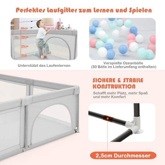 Playpen Tent for Infants and Toddlers Playpen with 2 Doors Gray