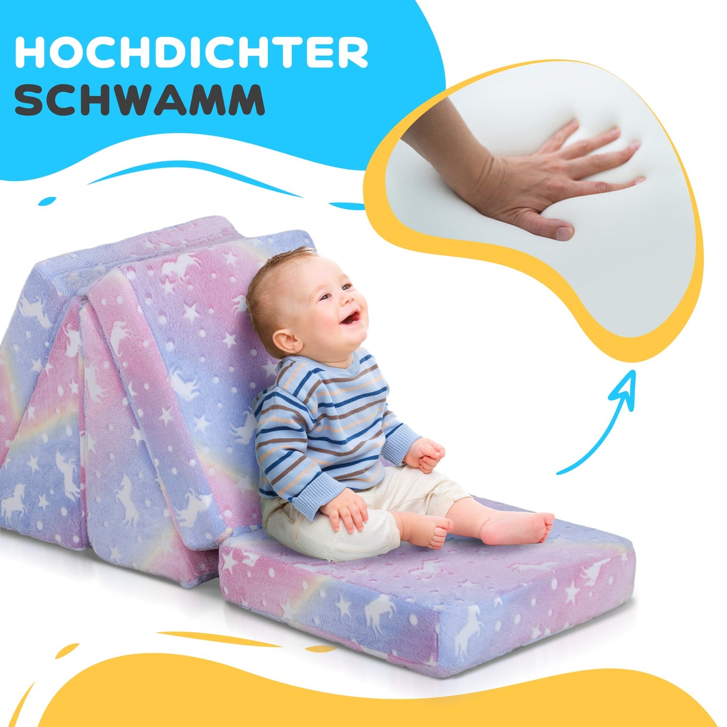Children's sofa in foam, reclining, glowing pink velvet, 5-part