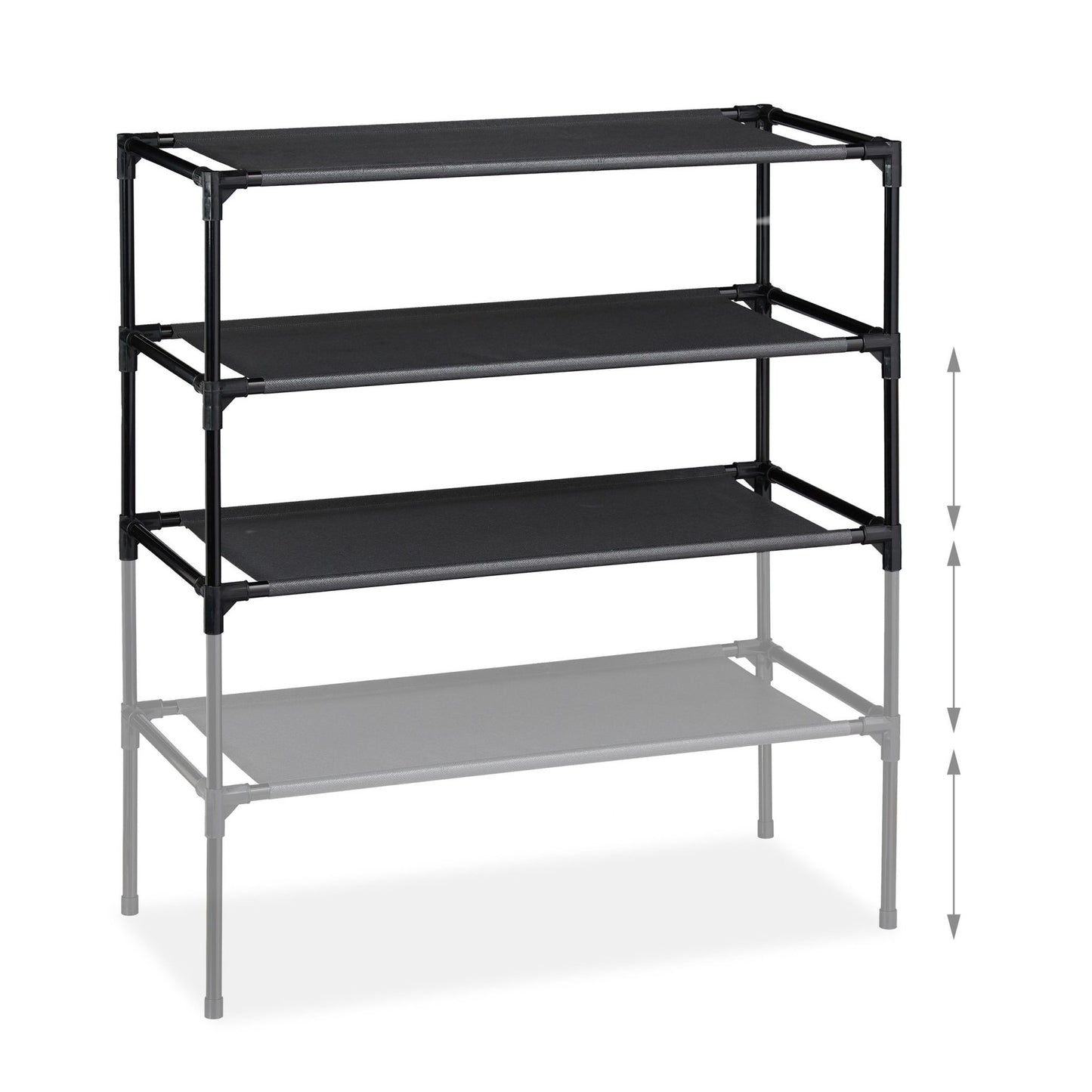 Plug-in system for shoe racks 4 levels