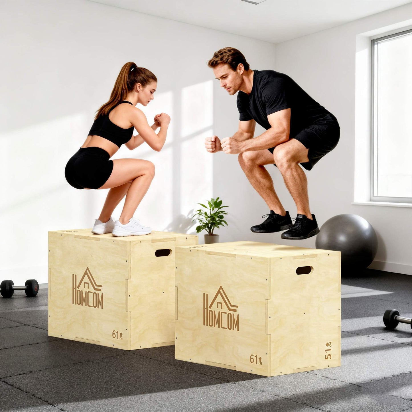 Plyo Box 3-in-1, Natural Wood, 51/61/76 cm, 120 kg Capacity