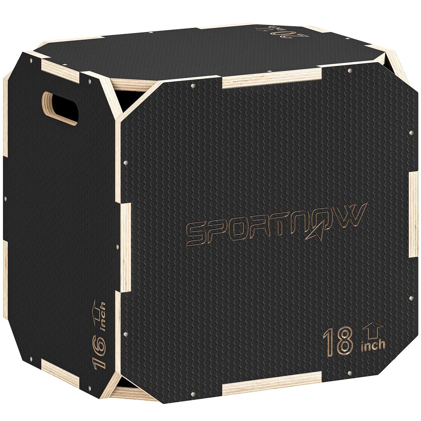 Plyometric Jump Box, Adjustable Heights, Plywood, Black