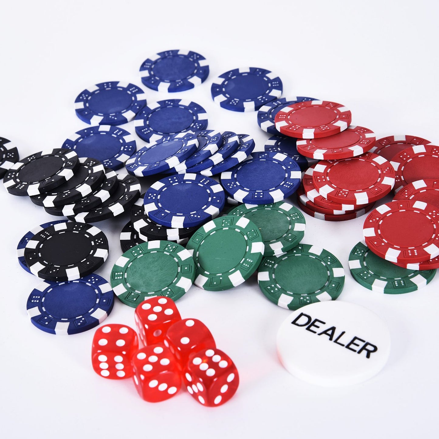 Poker set with 200 chips, cards and dice in an aluminum case