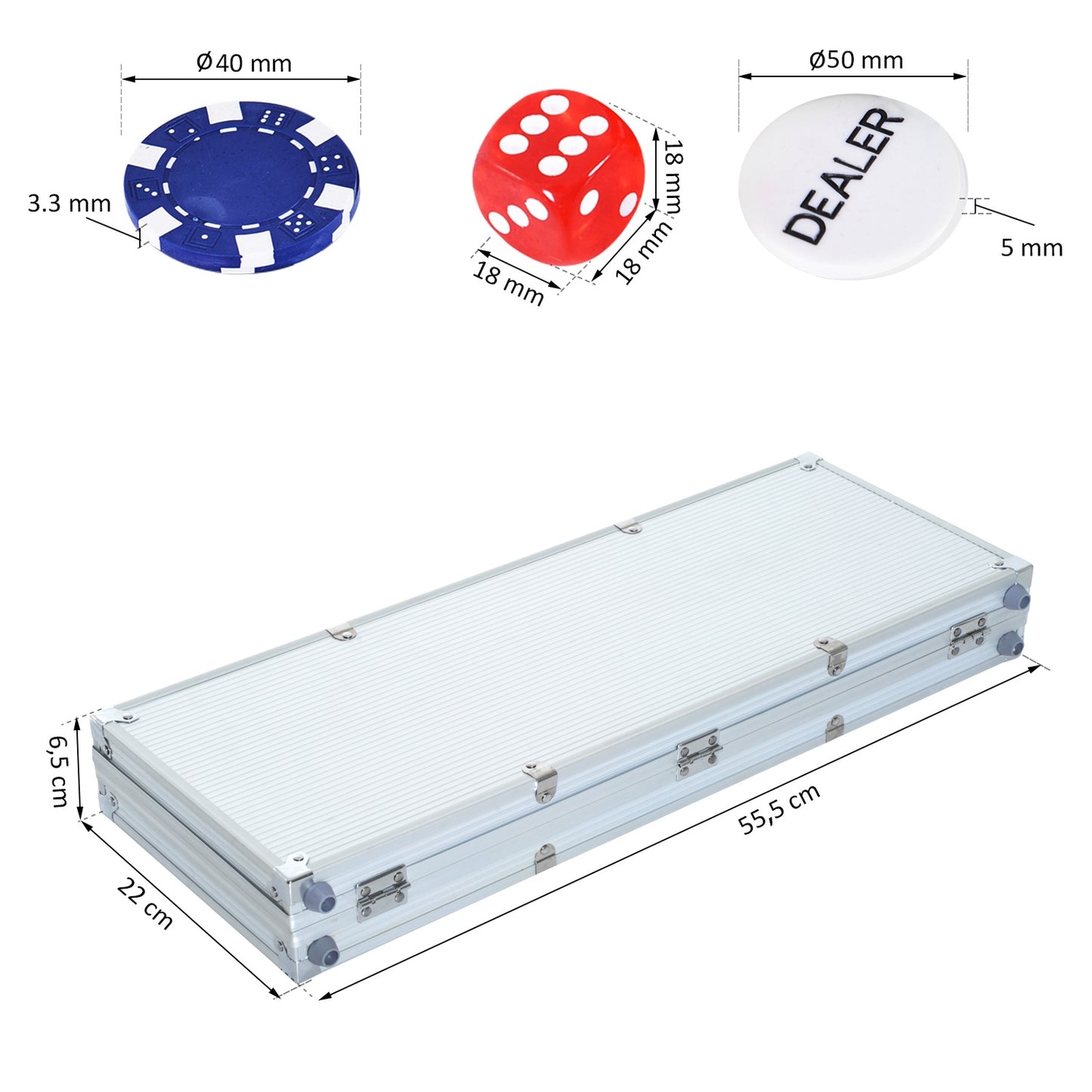 500-piece poker set with aluminum case and dice