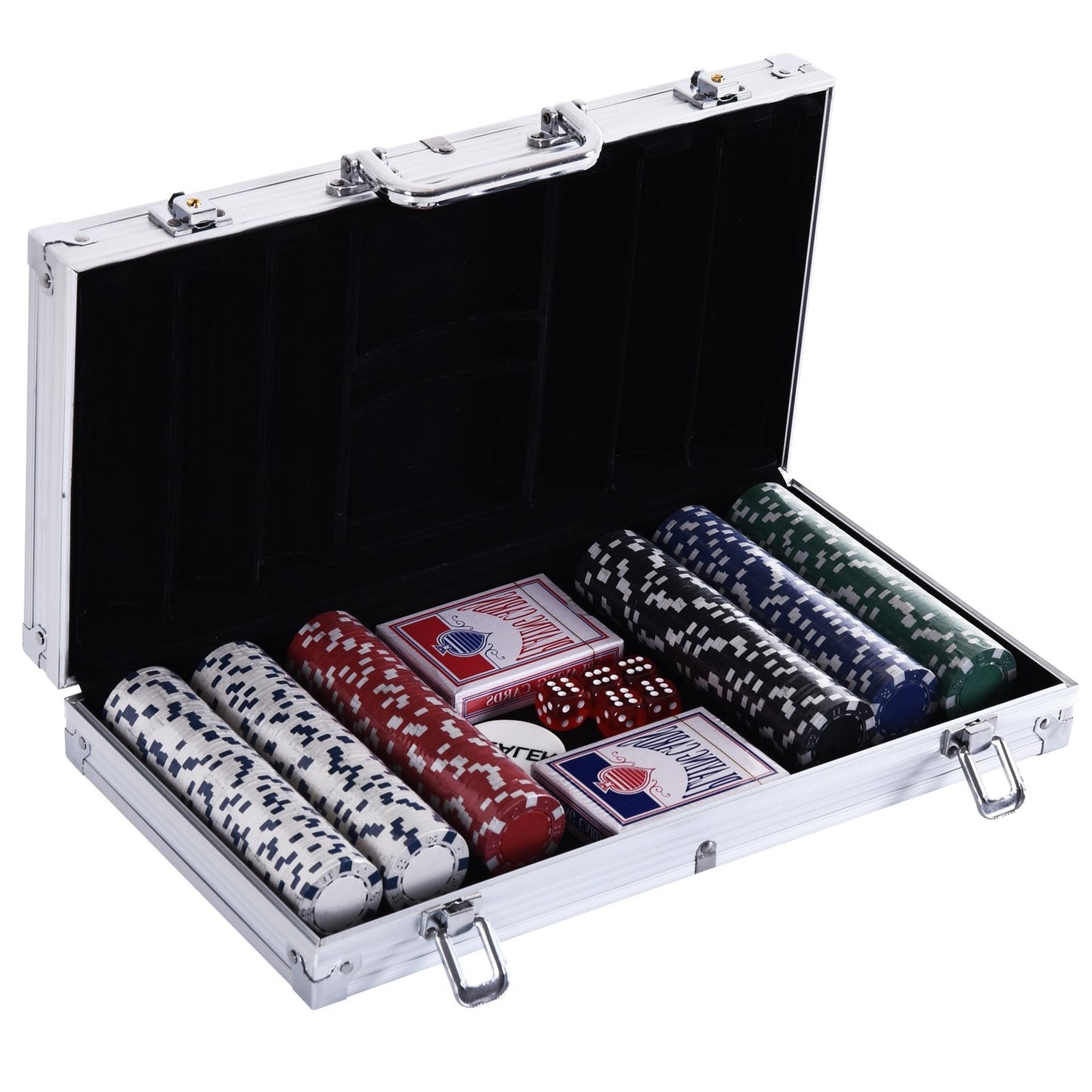 Poker chip set - 300 chips, 2 decks, 5 dice, aluminum case