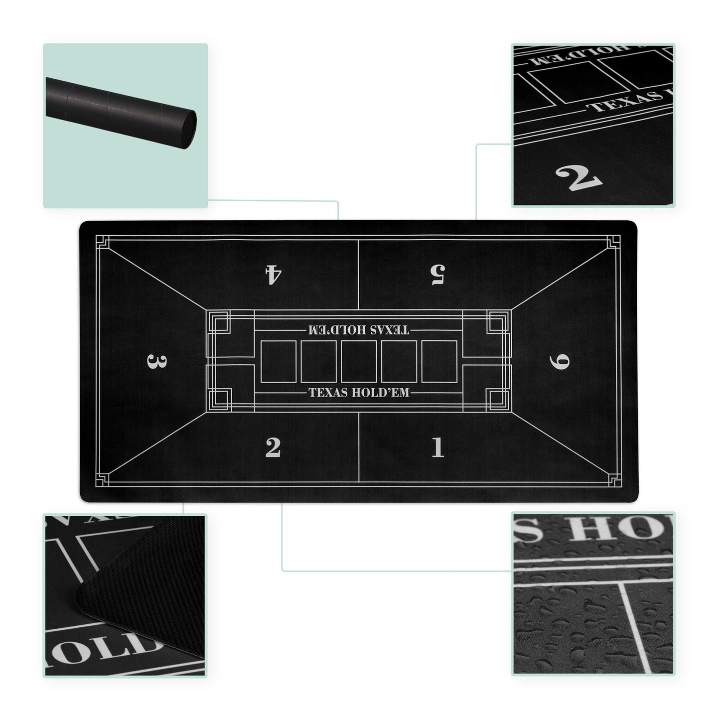 Poker Table Mat, Non-Slip, Waterproof, 120x60 cm