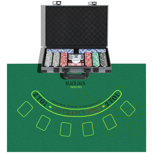 Poker set with 400 chips, play mat and aluminum case