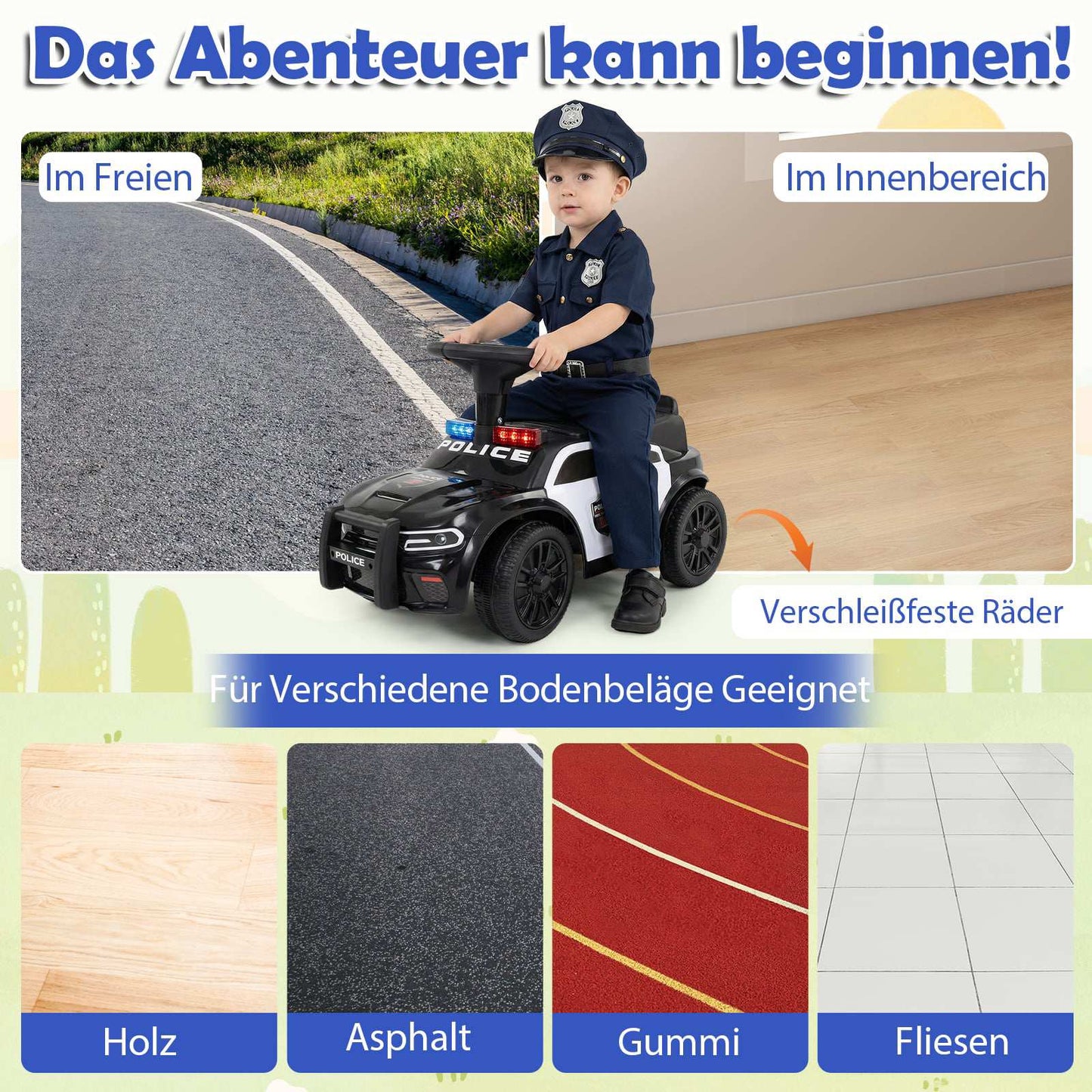 Police Ride-On Car for Toddlers with Lights & Sound