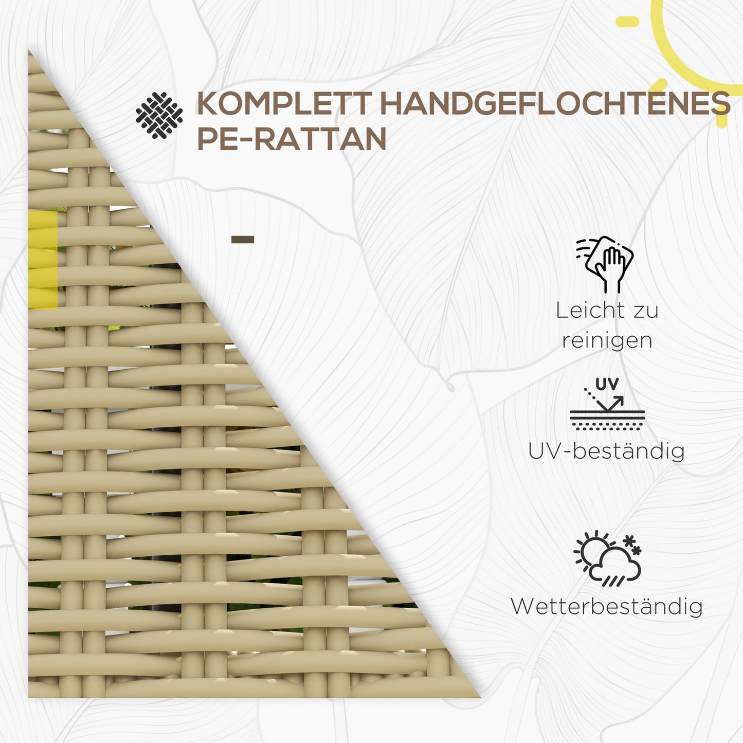 2-seater poly rattan bench, metal frame, capacity 250 kg