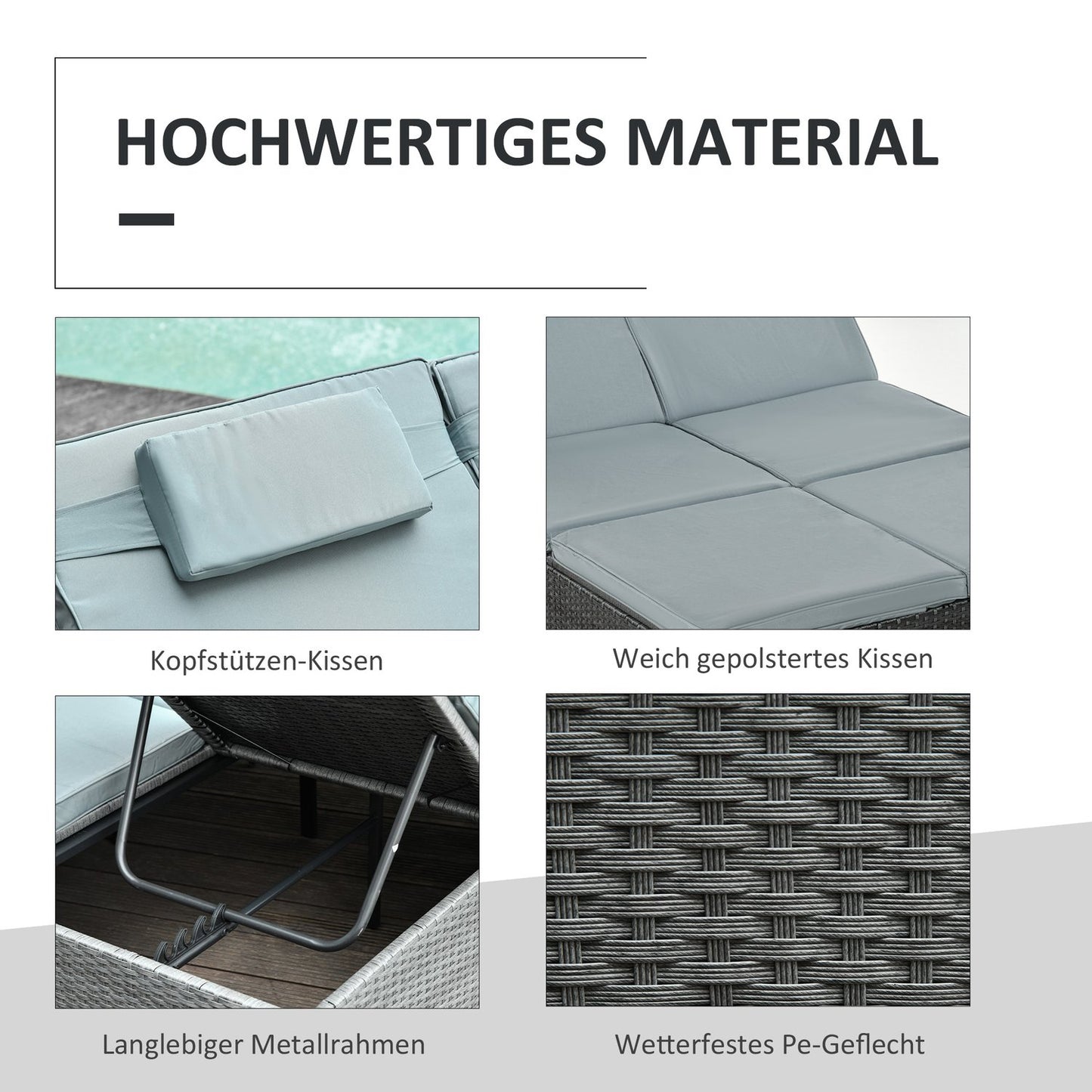 Double bed with sun protection, steel & polyester, grey