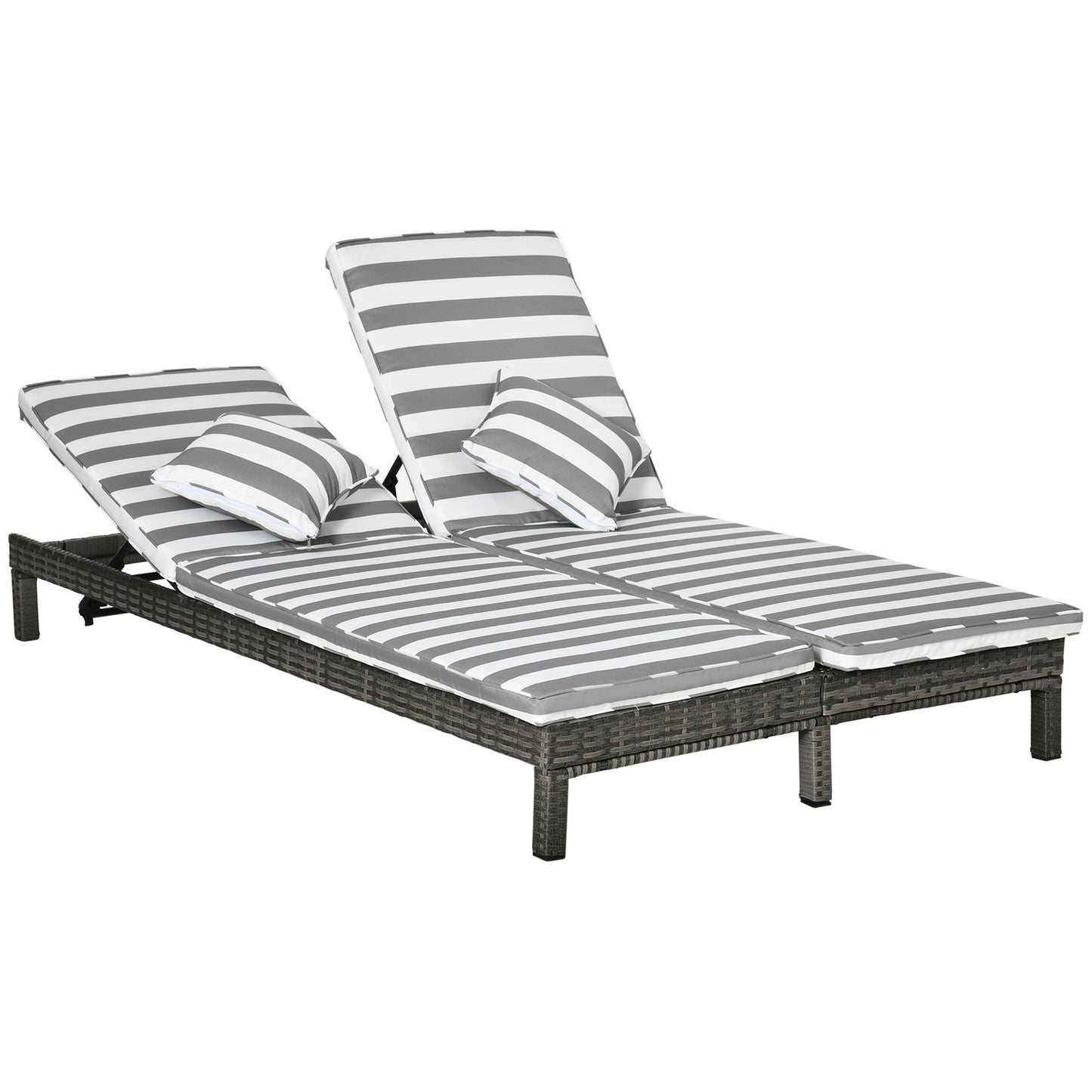 Double sun lounger in rattan for 2 with adjustable backrest