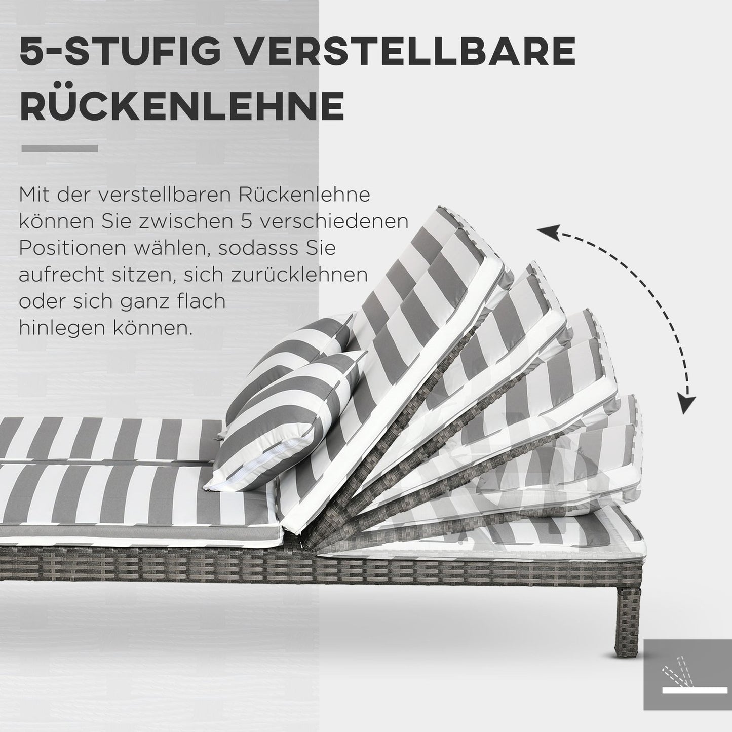 Double sun lounger in rattan for 2 with adjustable backrest